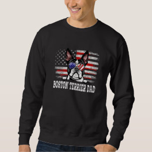 Mens Vintage Boston Terrier Dad American Flag Fath Sweatshirt