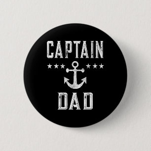 Mens Vintage Captain Dad Lake Boating Father's Day 6 Cm Round Badge