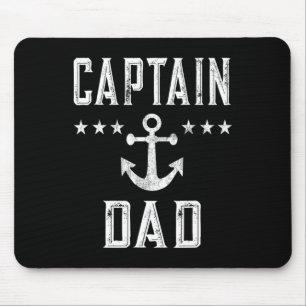 Mens Vintage Captain Dad Lake Boating Father's Day Mouse Pad