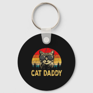 Mens Vintage Cat Daddy Fun Cat Lover Gift Cat Dad  Key Ring