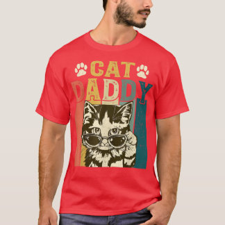 Mens Vintage Cat Daddy  Funny Cat Lover Cat Dad Fa T-Shirt