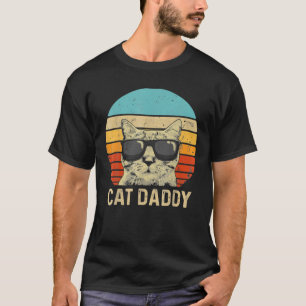 Mens Vintage Cat Daddy Funny Cat Lover Fathers T-Shirt