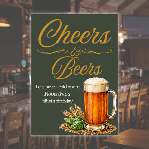 Men's Vintage Cheers To Years Beers 50th Birthday Invitation