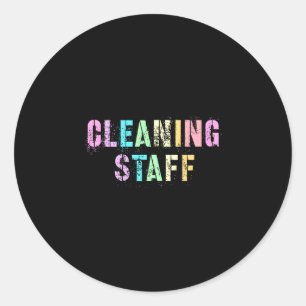 Mens vintage cleaning staff custodian housekeeper classic round sticker