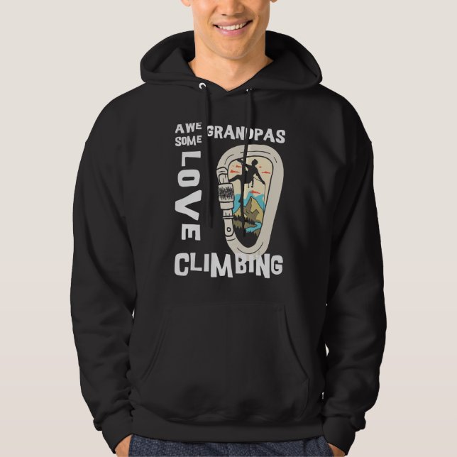 Mens Vintage Climbing Carabiner Awesome Grandpas L Hoodie (Front)