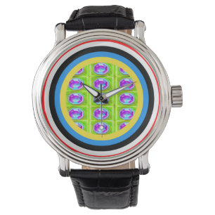 Men's vintage digital watch Black leather strap wa