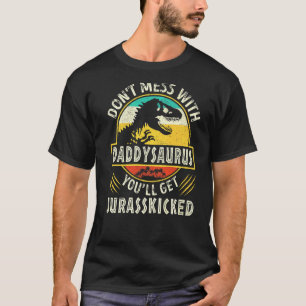 Mens Vintage Dinosaurs Daddy Rex Saurus Family Mat T-Shirt