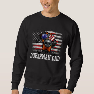 Mens Vintage Doberman Dad American Flag Father's D Sweatshirt