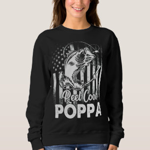 Mens Vintage Flag America Reel Cool Poppa Fathers Sweatshirt