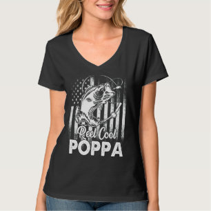 Mens Vintage Flag America Reel Cool Poppa Fathers T-Shirt