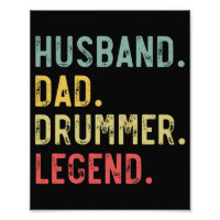 Mens Vintage Gift Shirt Husband Dad Drummer Legend