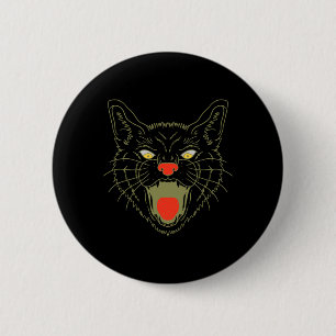 Mens Vintage Halloween Scary Black Cat Horror 6 Cm Round Badge