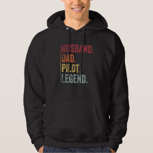 Mens Vintage Husband Dad Pilot Legend  For Fathers Hoodie