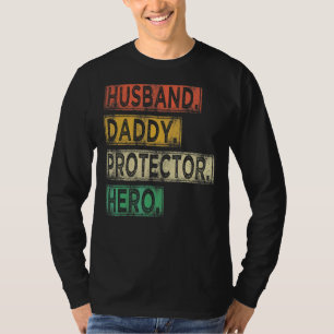 Mens Vintage Husband Daddy Protector Dad Hero Fat T-Shirt