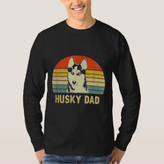 Mens Vintage Husky Dad Funny Dog Dad Fathers Day T-Shirt