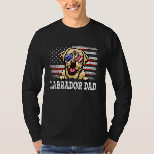 Mens Vintage Labrador Dad American Flag Father's D T-Shirt
