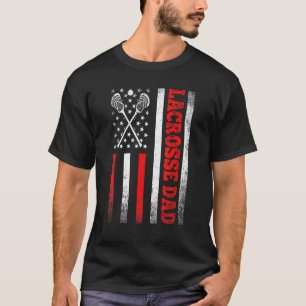 Mens Vintage Lacrosse Dad American Flag Sport Fath T-Shirt