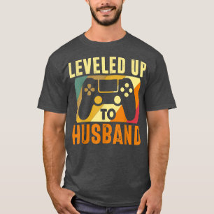 Mens Vintage Levelled Up To Husband Funny Gamer Ne T-Shirt
