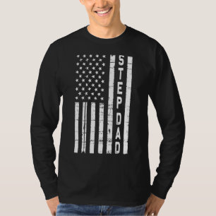 Mens Vintage Merica American Flag Step Dad For Fa T-Shirt