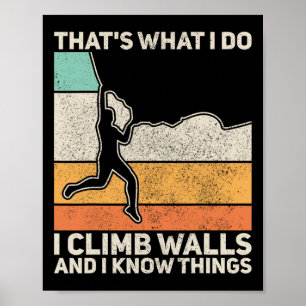 Mens Vintage Mountain Rock Climbing Boulder Funny Poster