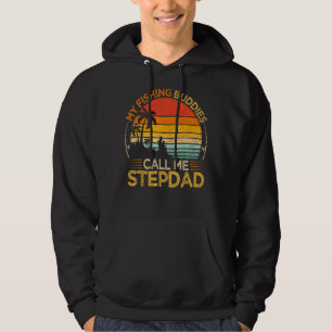 Mens Vintage My Fishing Buddies Call Stepdad Fishi Hoodie