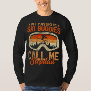Mens Vintage My Ski Buddies Call Me Stepdad Skiing T-Shirt