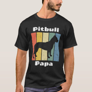 Mens Vintage Pitbull Papa Pitbull Dog Dad T-Shirt