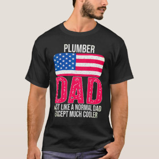 Mens Vintage Plumber Dad American Flag For Fathers T-Shirt