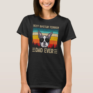 Mens  Vintage Retro Best Boston Terrier Dad Ever F T-Shirt