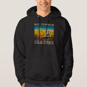 Mens  Vintage Retro Best Excavator Dad Ever Father Hoodie