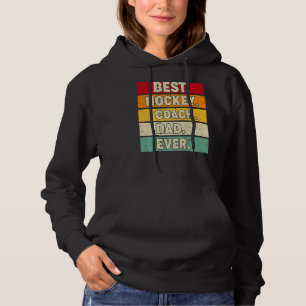 Mens Vintage Retro Best Hockey Coach Dad Ever Fath Hoodie