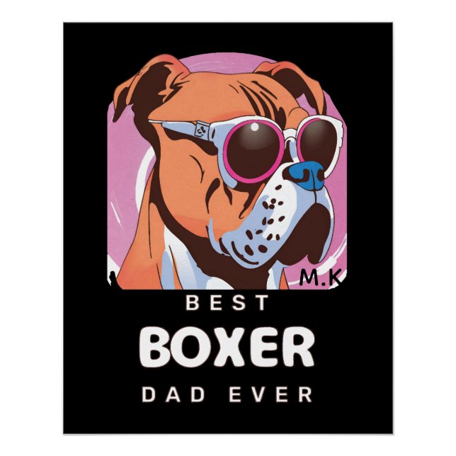   Mens Vintage Retro Boxer Dog Lover Dad  Poster (Front)