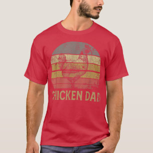 Mens Vintage Retro Chicken Dad Farm Farmer Sunset T-Shirt