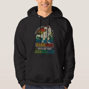 Mens Vintage Retro Grandadsaurus Dinosaur Rex Fath Hoodie