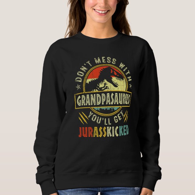 Mens Vintage Retro Grandpasaurus Dinosaur Rex Fath Sweatshirt (Front)