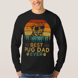 Mens  Vintage Retro Style Best Pug Dad Ever Father T-Shirt