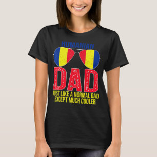 Mens Vintage Romanian Dad Romania Flag Sunglasses T-Shirt
