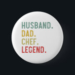 Mens Vintage Shirt Husband Dad Chef Legend Retro 6 Cm Round Badge<br><div class="desc">Mens Vintage Shirt Husband Dad Chef Legend Retro 
chef, dad, cooking, baker, pastry, father, funny, fathers day, gift, cook, food, kitchen, cute, foodie, meme, baking, restaurant, bbq, culinary, humour, gifts</div>