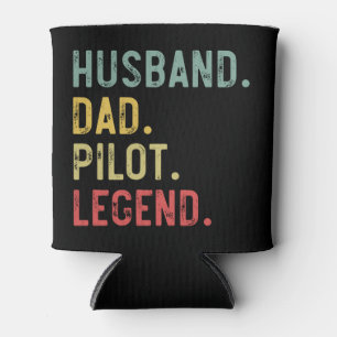 Mens Vintage Shirt Husband Dad Pilot Legend Retro Can Cooler