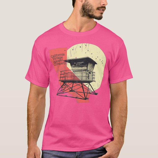 Mens Vintage Style Surf Lifeguard Tower T-Shirt (Front)