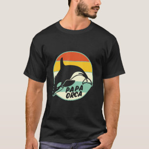 Mens Vintage Sunset Fathers Papa Orca Leaping Kill T-Shirt