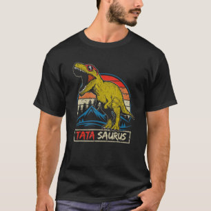 Mens Vintage Tata Saurus Rex Dinosaur Happy Father T-Shirt