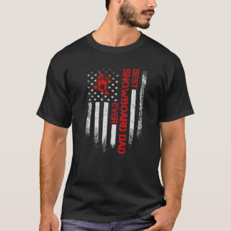 Mens Vintage US American Flag Best Snowboard Dad E T-Shirt