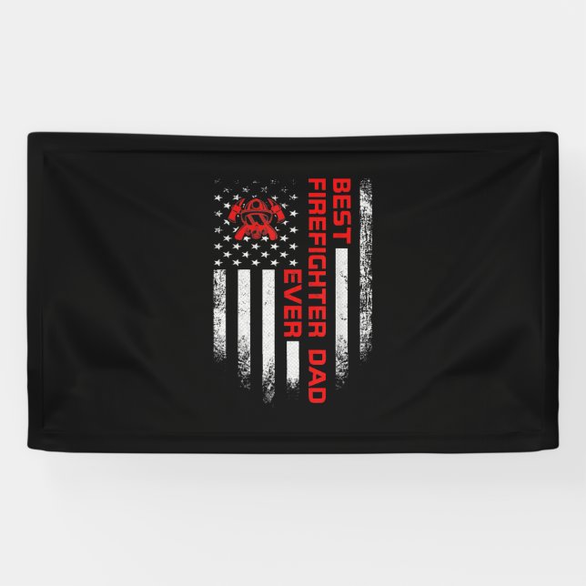 Mens Vintage USA American Flag Best Firefighter Banner (Horizontal)