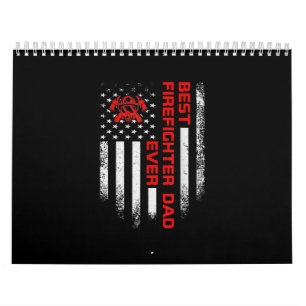 Mens Vintage USA American Flag Best Firefighter Calendar