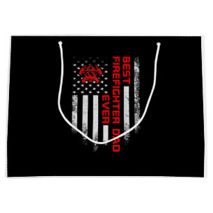 Mens Vintage USA American Flag Best Firefighter Large Gift Bag