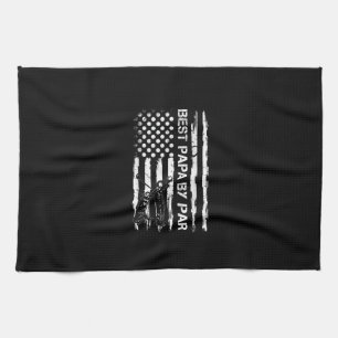 Men's Vintage USA American Flag Best Papa By Par Tea Towel