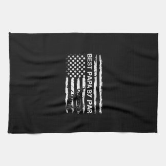 Men's Vintage USA American Flag Best Papa By Par Tea Towel