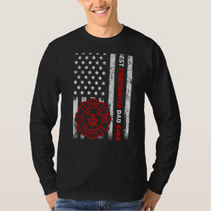 Mens Vintage Usa Flag Best Firefighter Dad Ever Fa T-Shirt