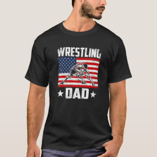Mens Vintage Wrestling Dad Us Flag Distressed Spor T-Shirt